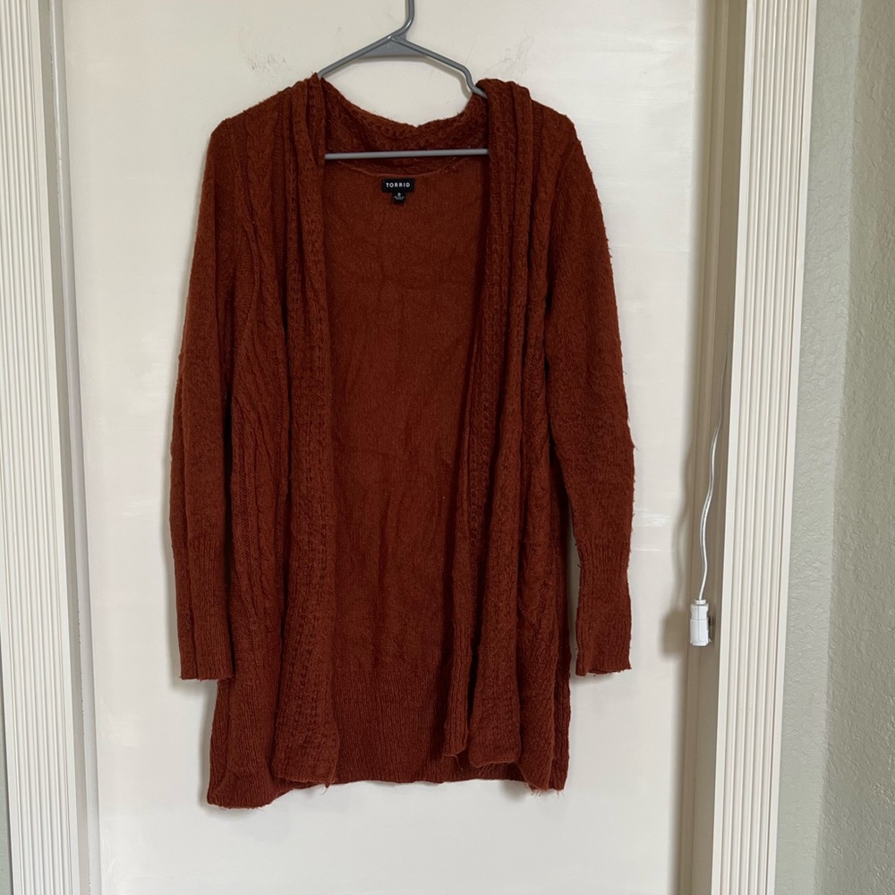 Torrid burnt orange open front knit cardigan